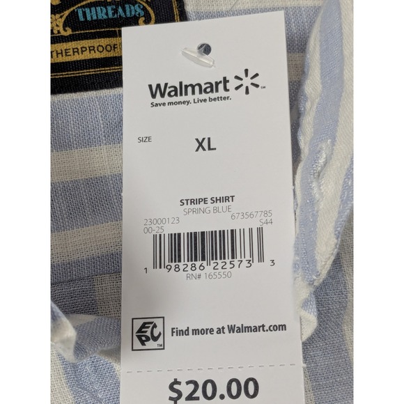Frontier Threads by Weatherproof Mens XL Blue White Striped Cotton Shirt NWT - Picture 10 of 13